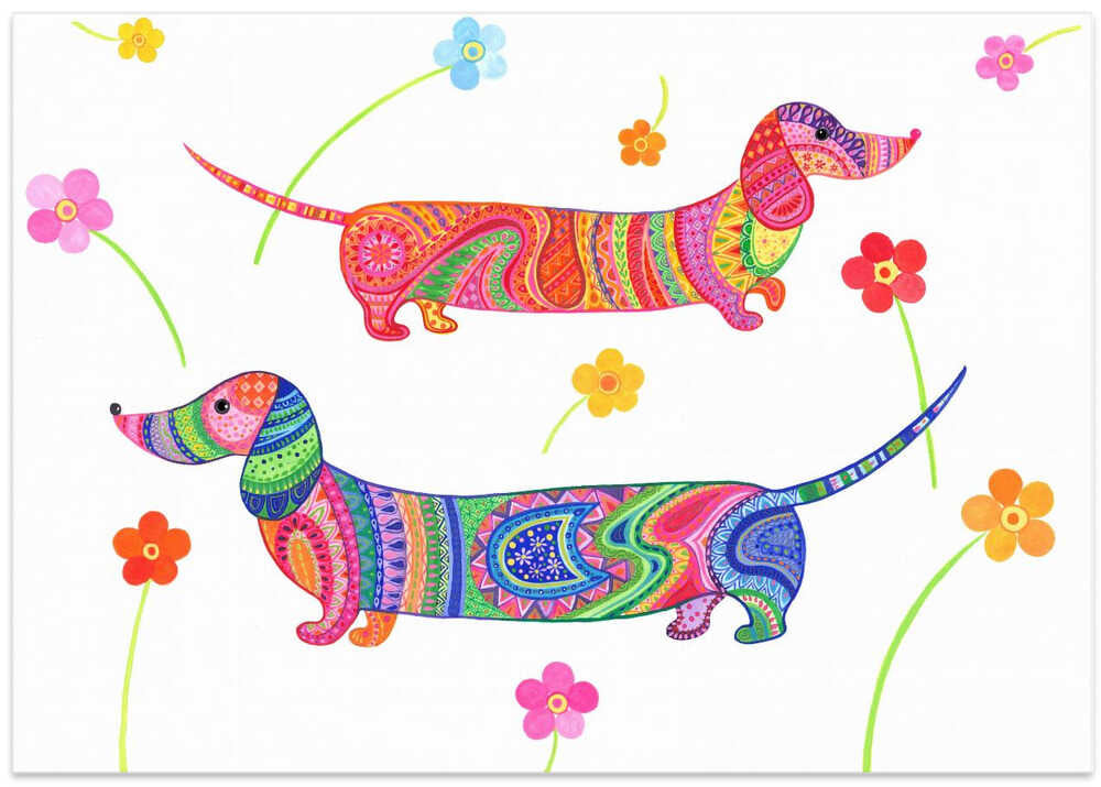 Perros salchicha caprichosos · cuadro de decoración