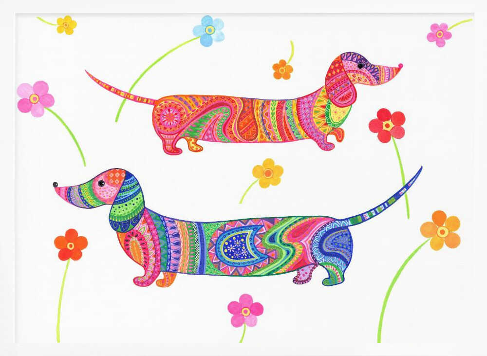 Perros salchicha caprichosos · cuadro de decoración