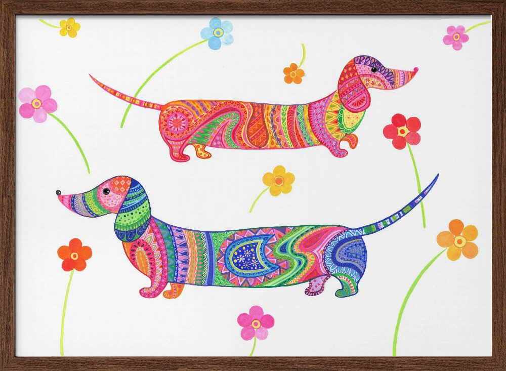 Perros salchicha caprichosos · cuadro de decoración