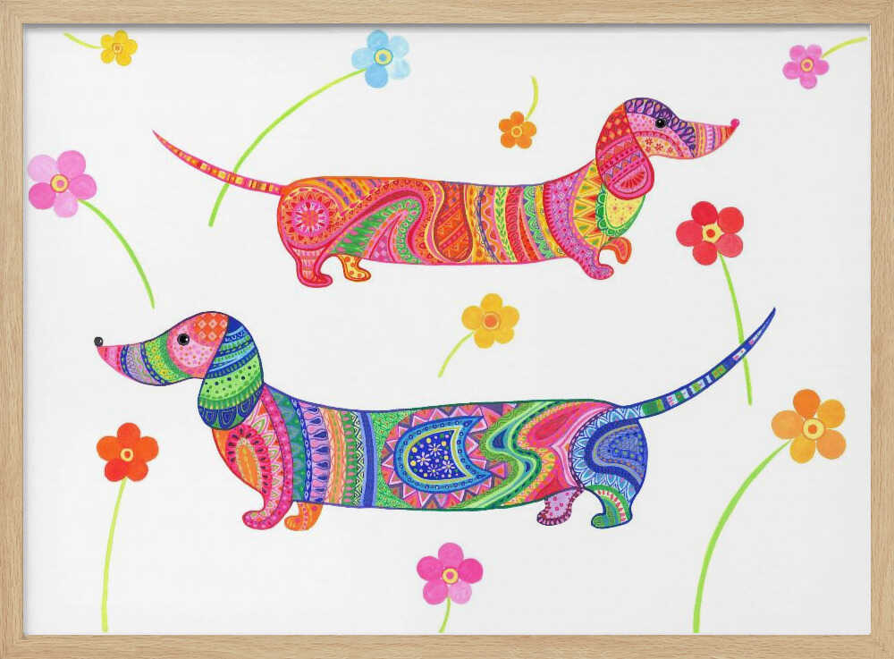 Perros salchicha caprichosos · cuadro de decoración