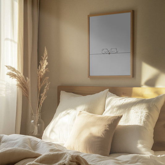 Gato y perro enamorados · cuadro de decoración