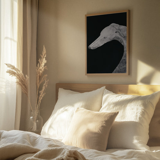 Perro galgo blanco y negro 02 · cuadro de decoración