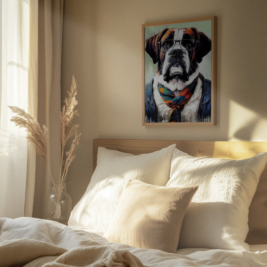 Arte animal de perro hipster · cuadro de decoración