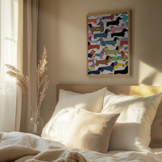 Teckels multicolores · cuadro de decoración