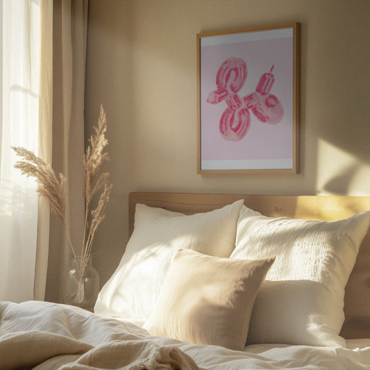 Perro globo rosa · cuadro de decoración