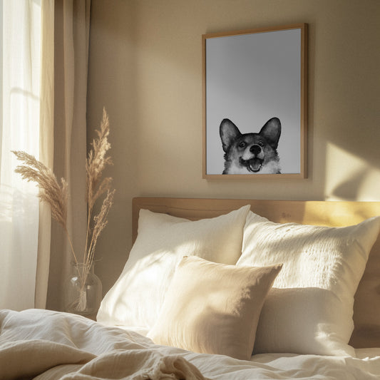 Perro Corgi con expresión alegre · cuadro de decoración