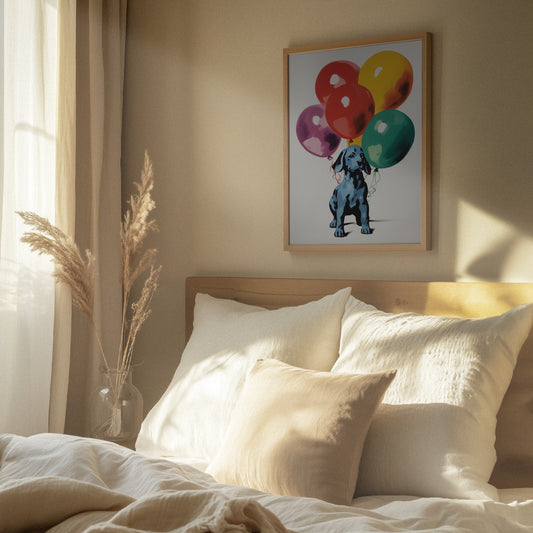 Perro con globos 2 · cuadro de decoración