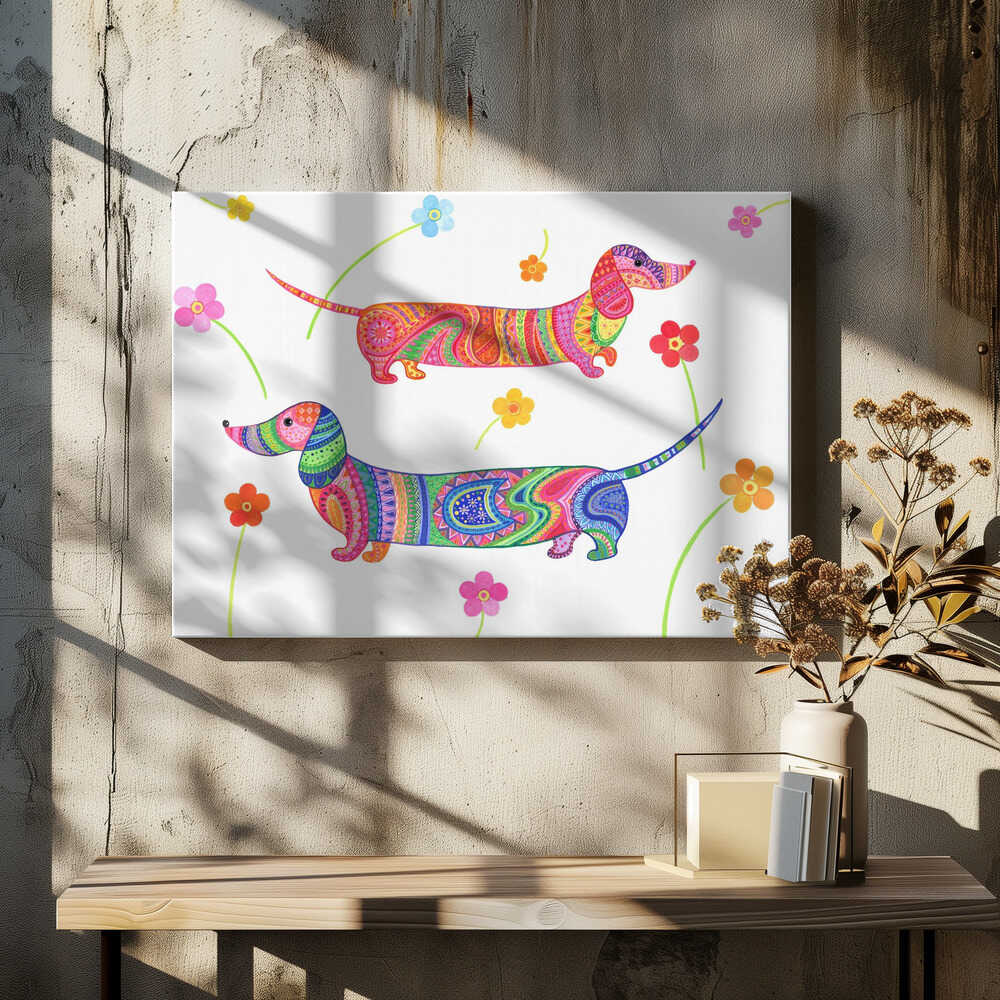 Perros salchicha caprichosos · cuadro de decoración
