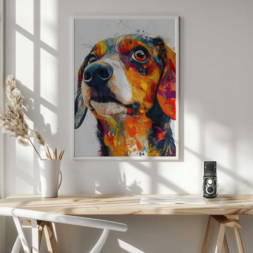 Perro salchicha abstracto colorido · cuadro de decoración
