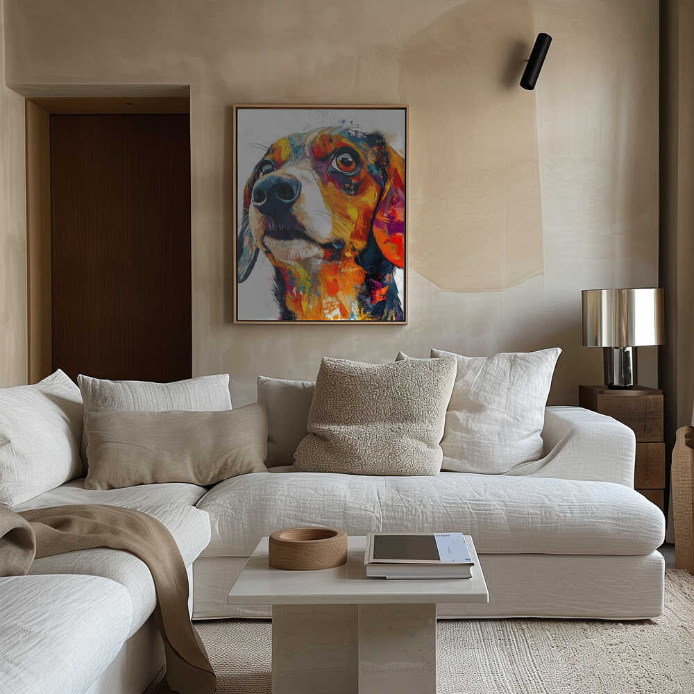 Perro salchicha abstracto colorido · cuadro de decoración