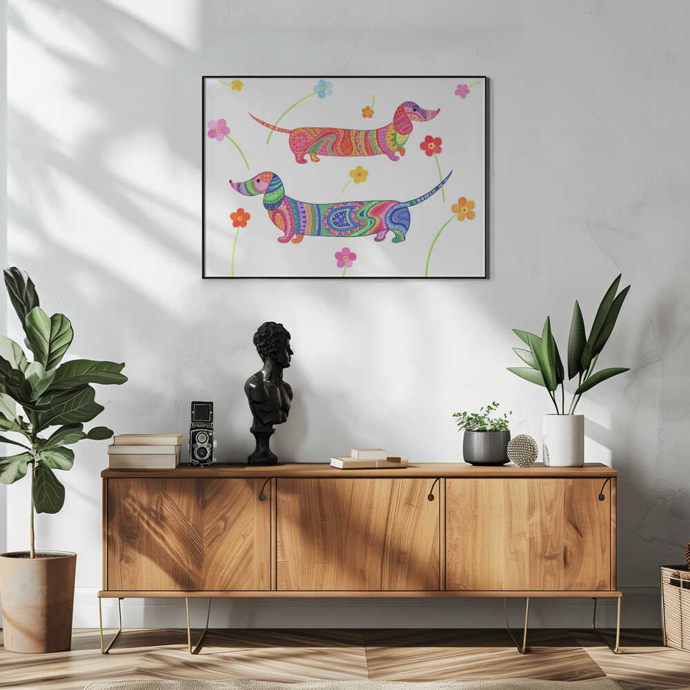 Perros salchicha caprichosos · cuadro de decoración