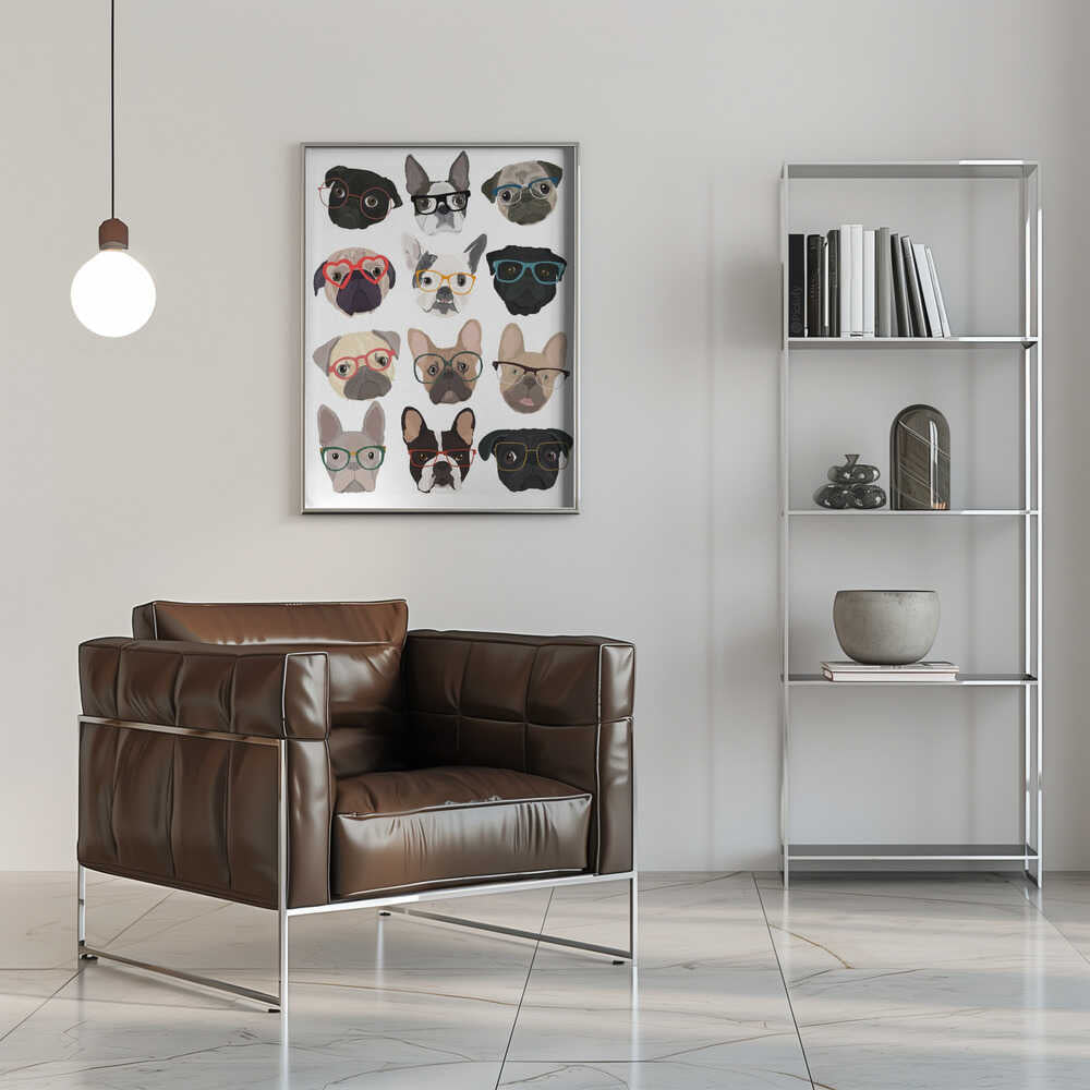 Pugs with glasses · decorative painting
