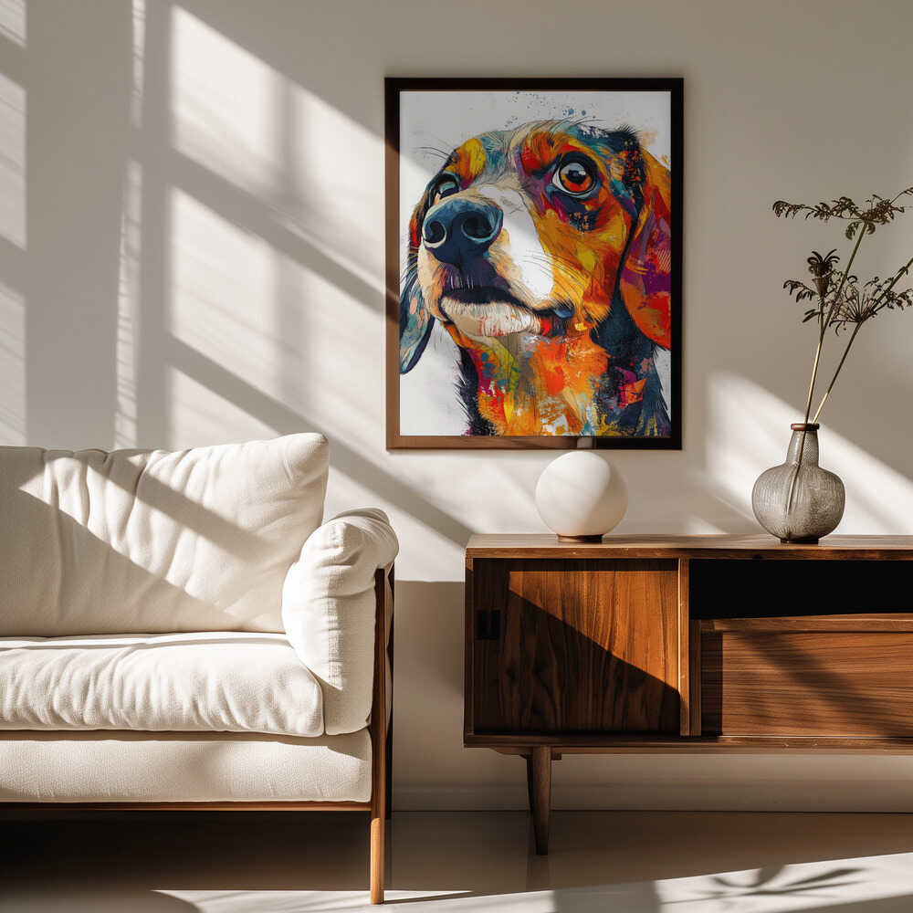 Perro salchicha abstracto colorido · cuadro de decoración