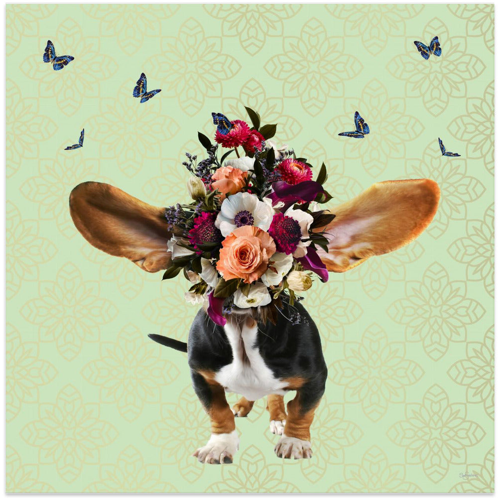 Gorro de flores de primavera para perro  ·  cuadro de decoración