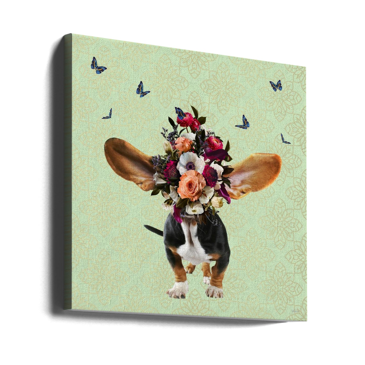 Gorro de flores de primavera para perro  ·  cuadro de decoración