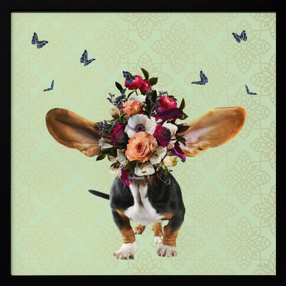 Gorro de flores de primavera para perro  ·  cuadro de decoración