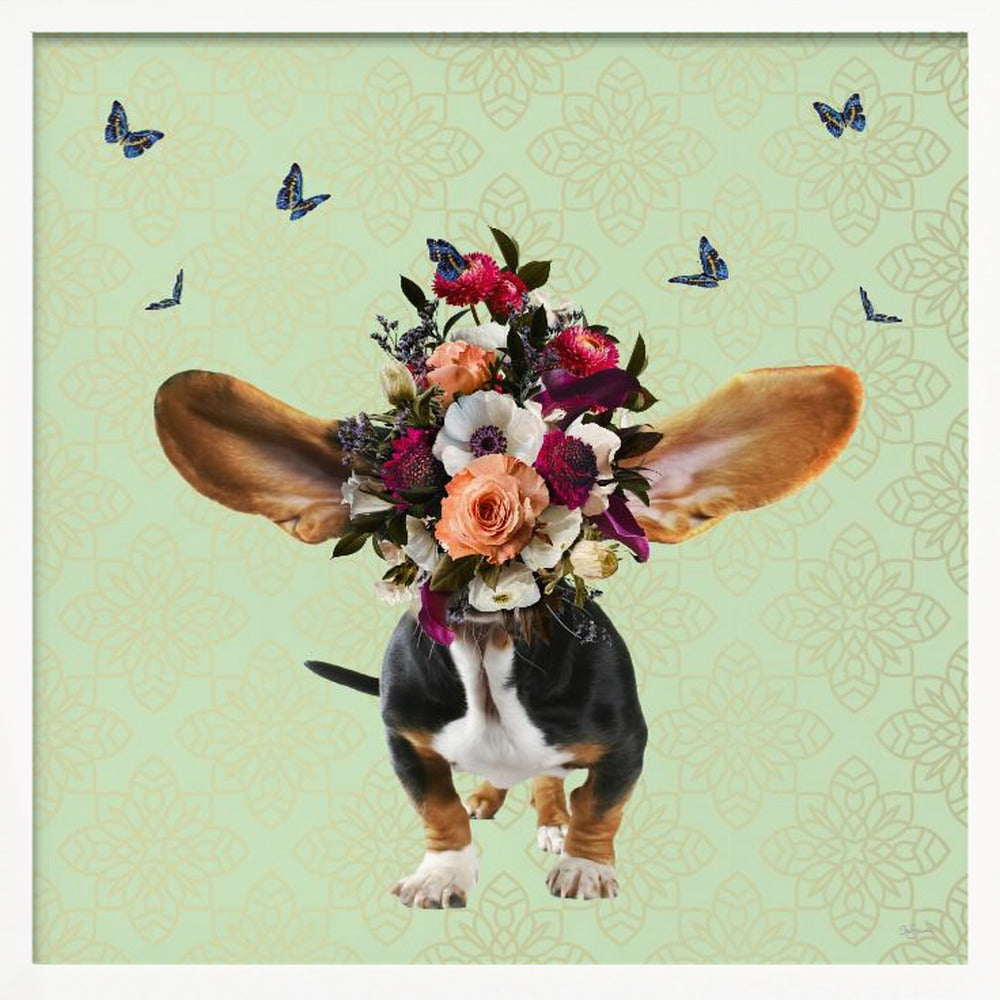 Gorro de flores de primavera para perro  ·  cuadro de decoración