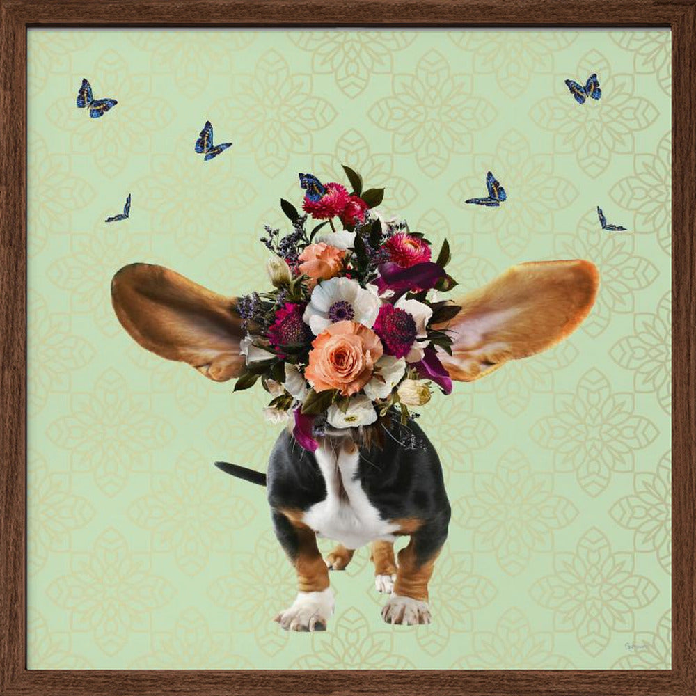 Gorro de flores de primavera para perro  ·  cuadro de decoración