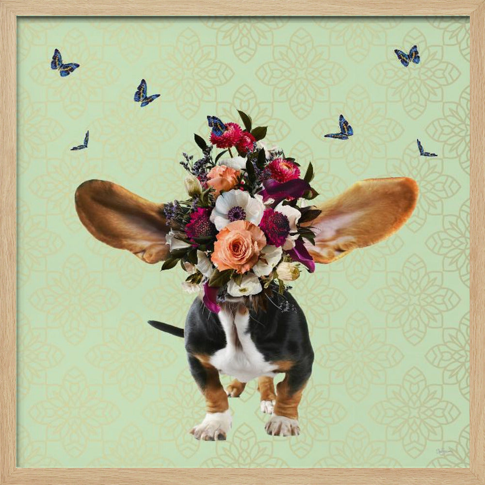 Gorro de flores de primavera para perro  ·  cuadro de decoración