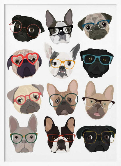 Pugs con gafas  ·  cuadro de decoración