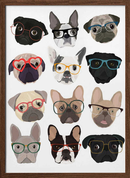 Pugs con gafas  ·  cuadro de decoración