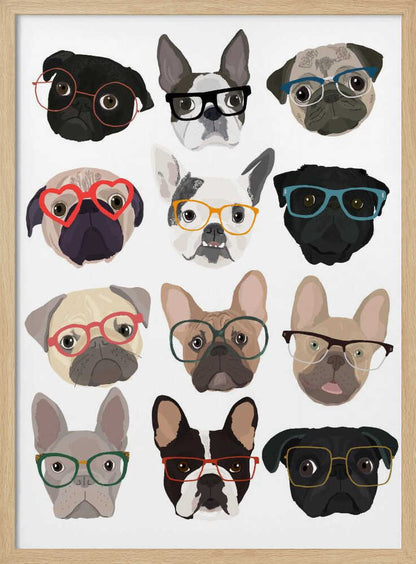 Pugs con gafas  ·  cuadro de decoración
