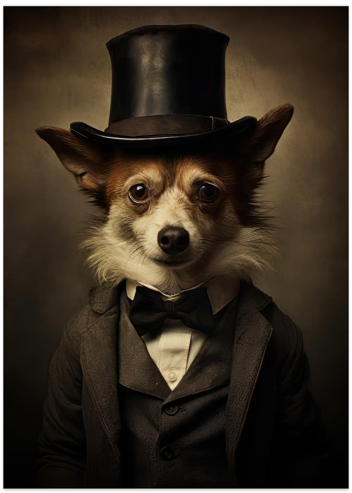 Perro con traje victoriano  ·  cuadro de decoración