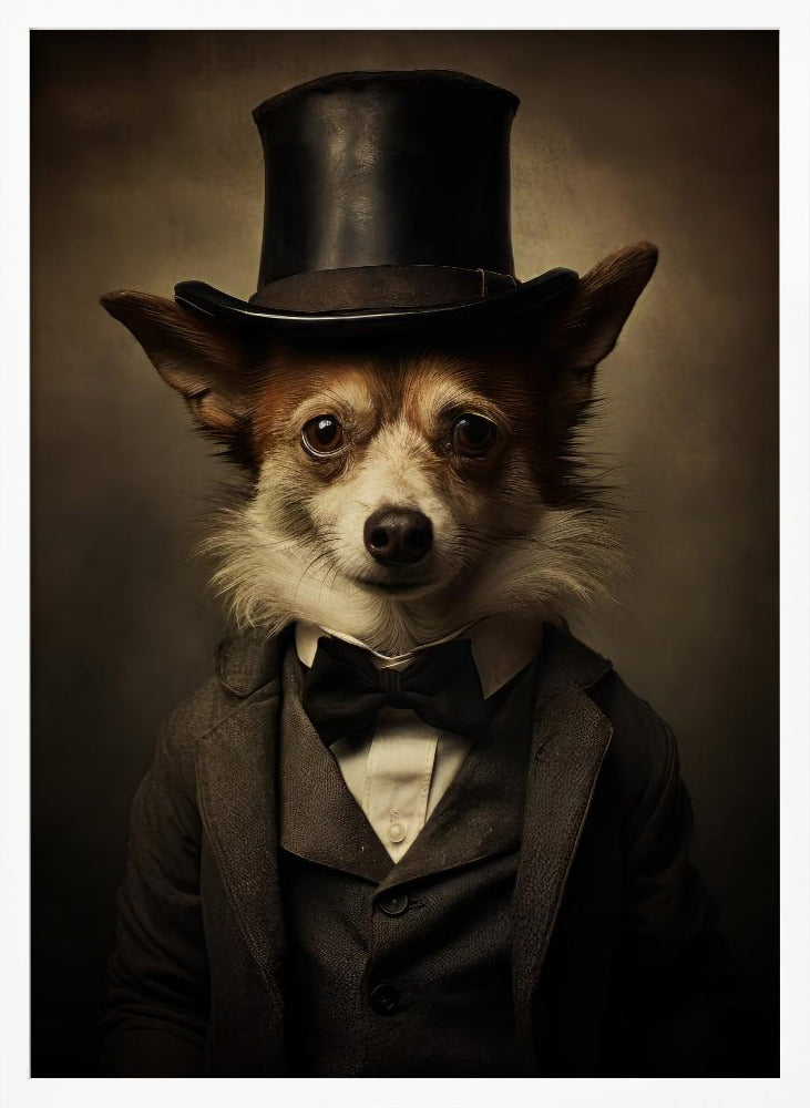 Perro con traje victoriano  ·  cuadro de decoración