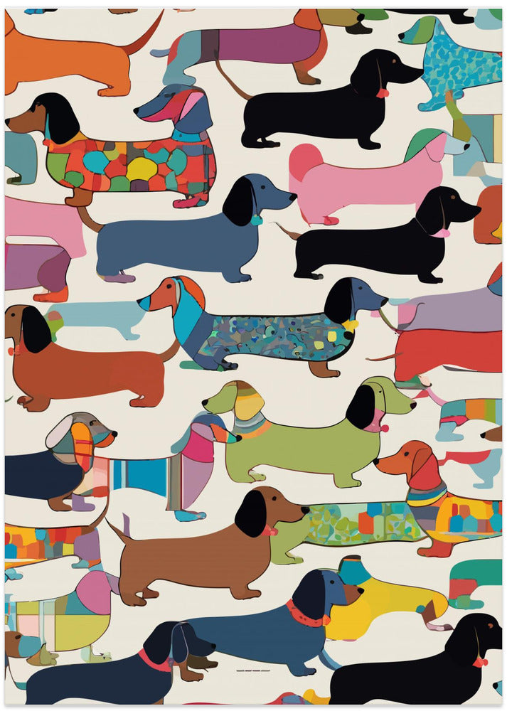 Teckels multicolores  ·  cuadro de decoración