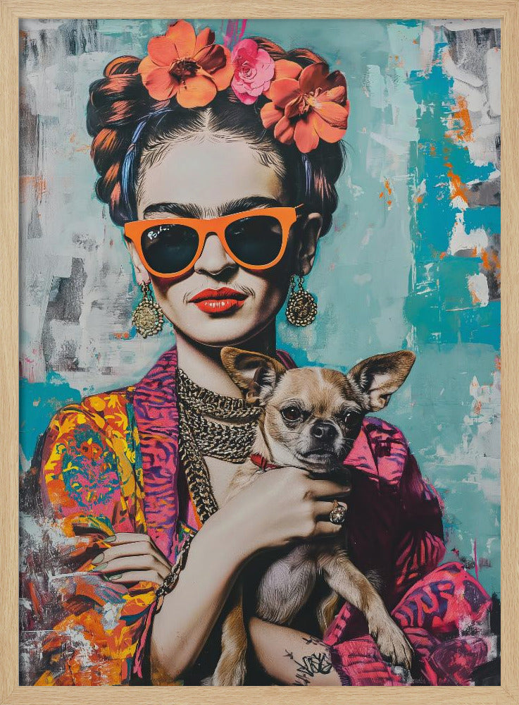 Frida Chihuahua  ·  cuadro de decoración