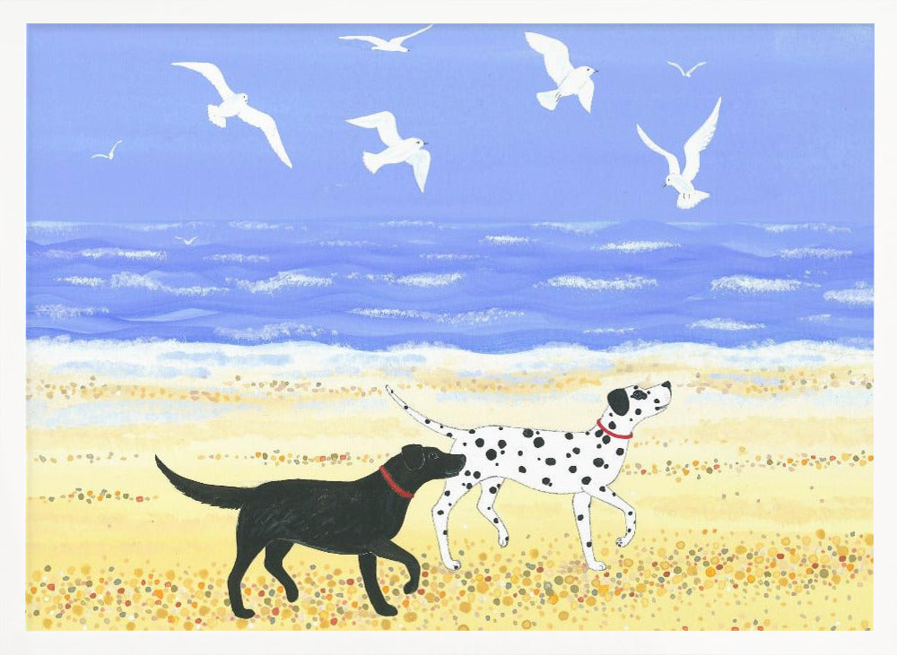 Un paseo por la playa con perros  ·  cuadro de decoración