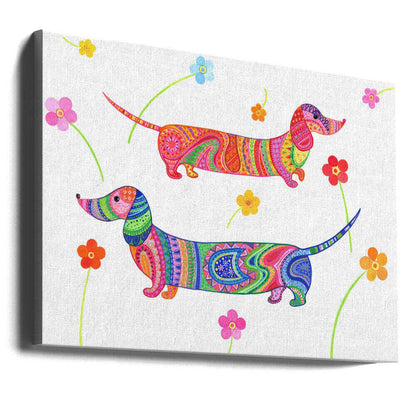 Perros salchicha caprichosos  ·  cuadro de decoración