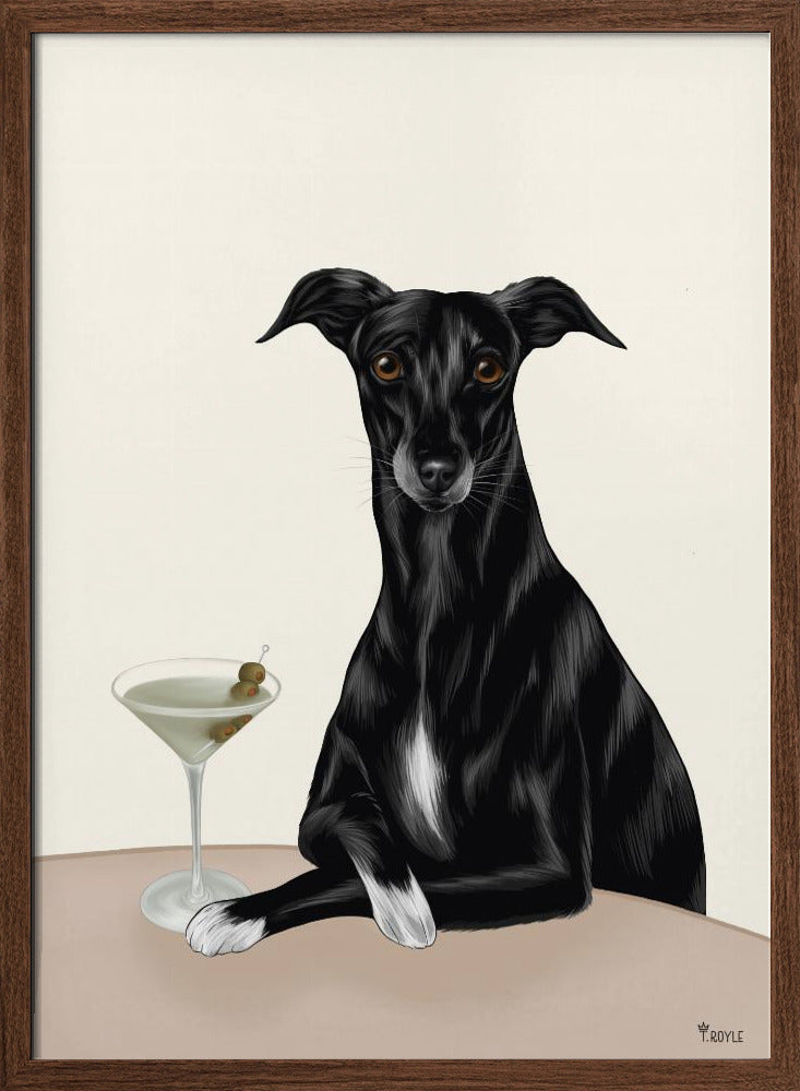 Galgo elegante con martini ·  cuadro de decoración