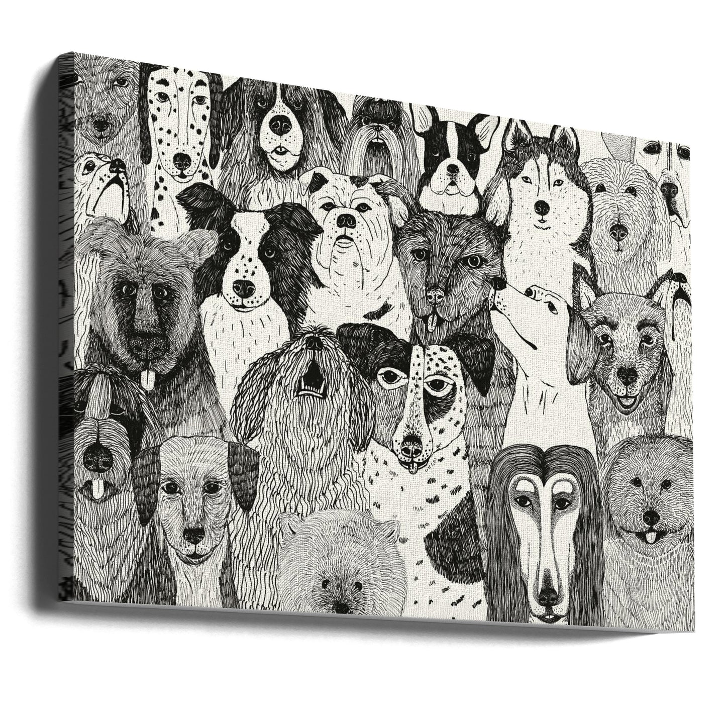 Caras de perros en blanco y negro  ·  cuadro de decoración
