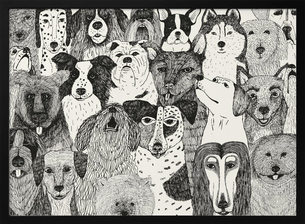 Caras de perros en blanco y negro  ·  cuadro de decoración