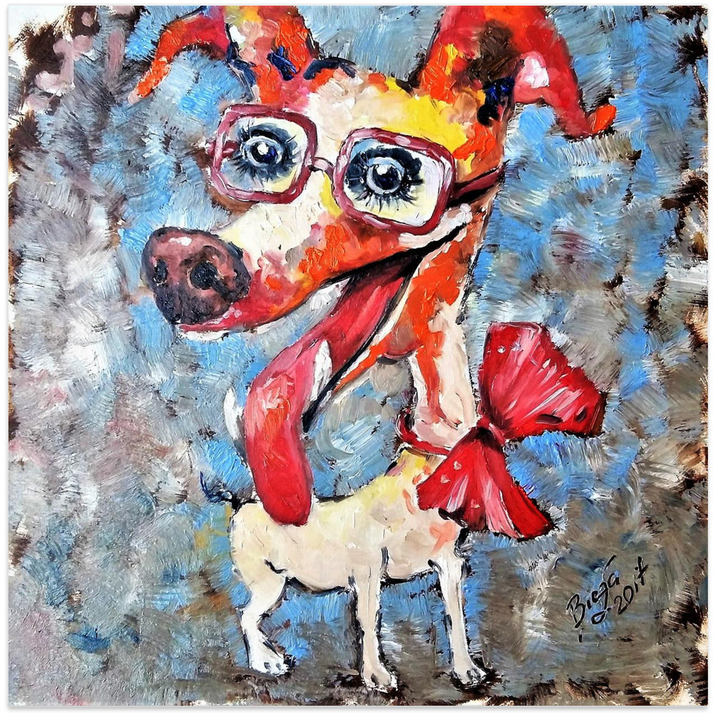 Perro Jack Russell sonriente  ·  cuadro de decoración