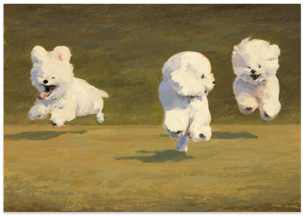 Tres perros corriendo  ·  cuadro de decoración