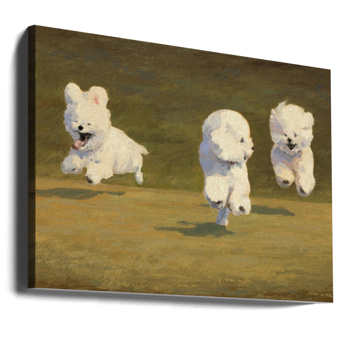 Tres perros corriendo  ·  cuadro de decoración