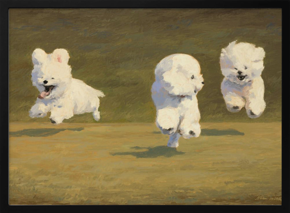 Tres perros corriendo  ·  cuadro de decoración