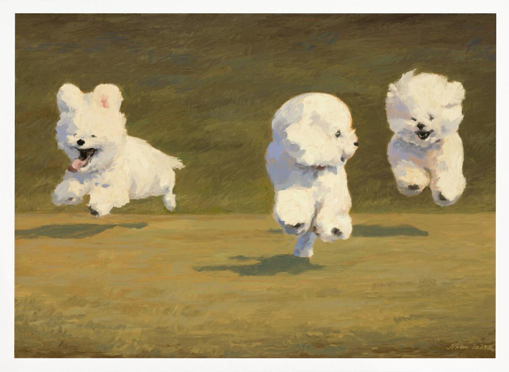 Tres perros corriendo  ·  cuadro de decoración