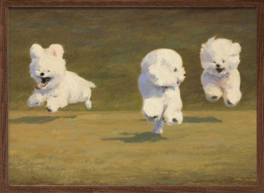Tres perros corriendo  ·  cuadro de decoración