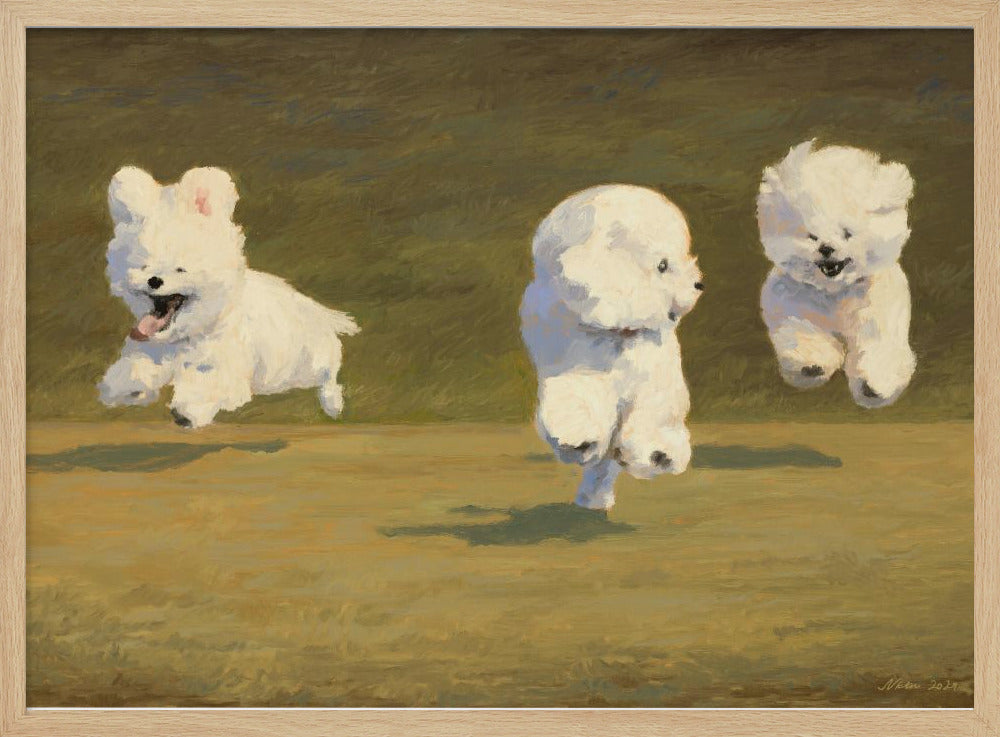 Tres perros corriendo  ·  cuadro de decoración