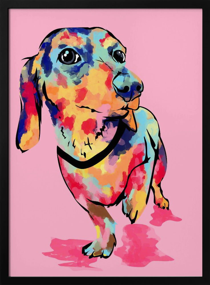 Perro salchicha multicolor  ·  cuadro de decoración