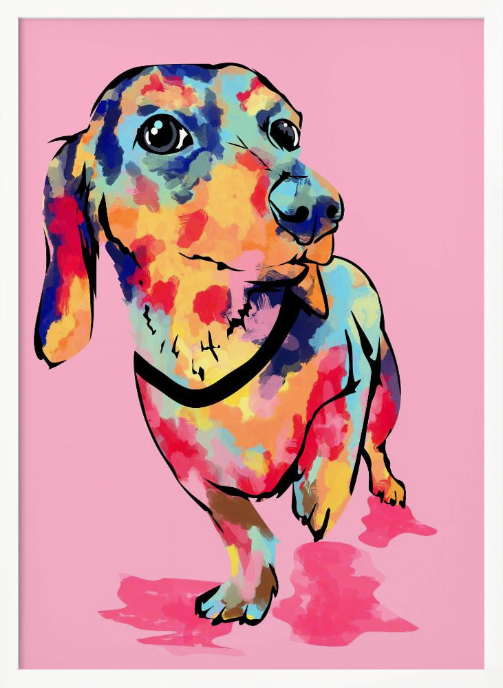 Perro salchicha multicolor  ·  cuadro de decoración