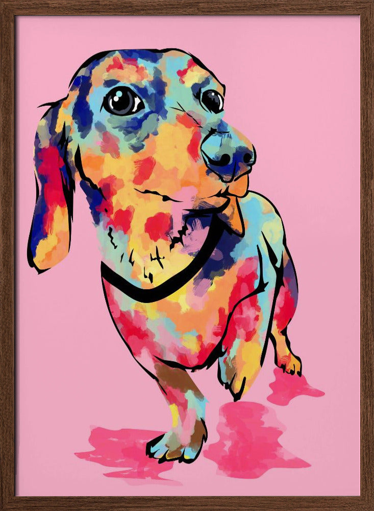 Perro salchicha multicolor  ·  cuadro de decoración