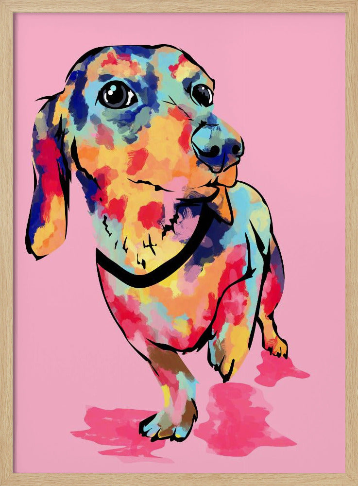 Perro salchicha multicolor  ·  cuadro de decoración