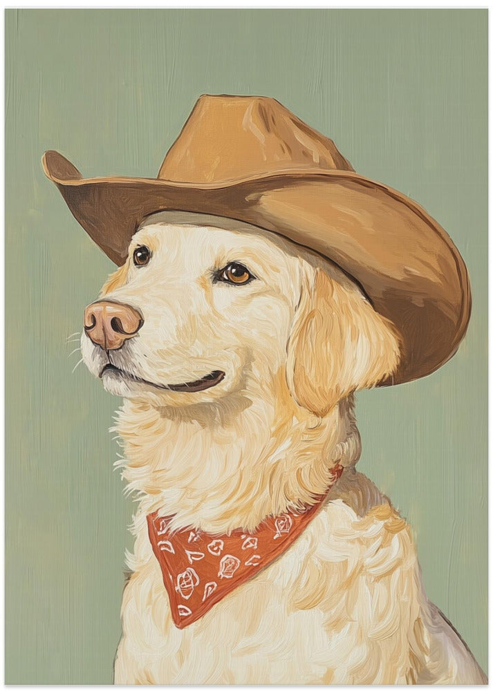 Vaquero Golden Retriever  ·  cuadro de decoración