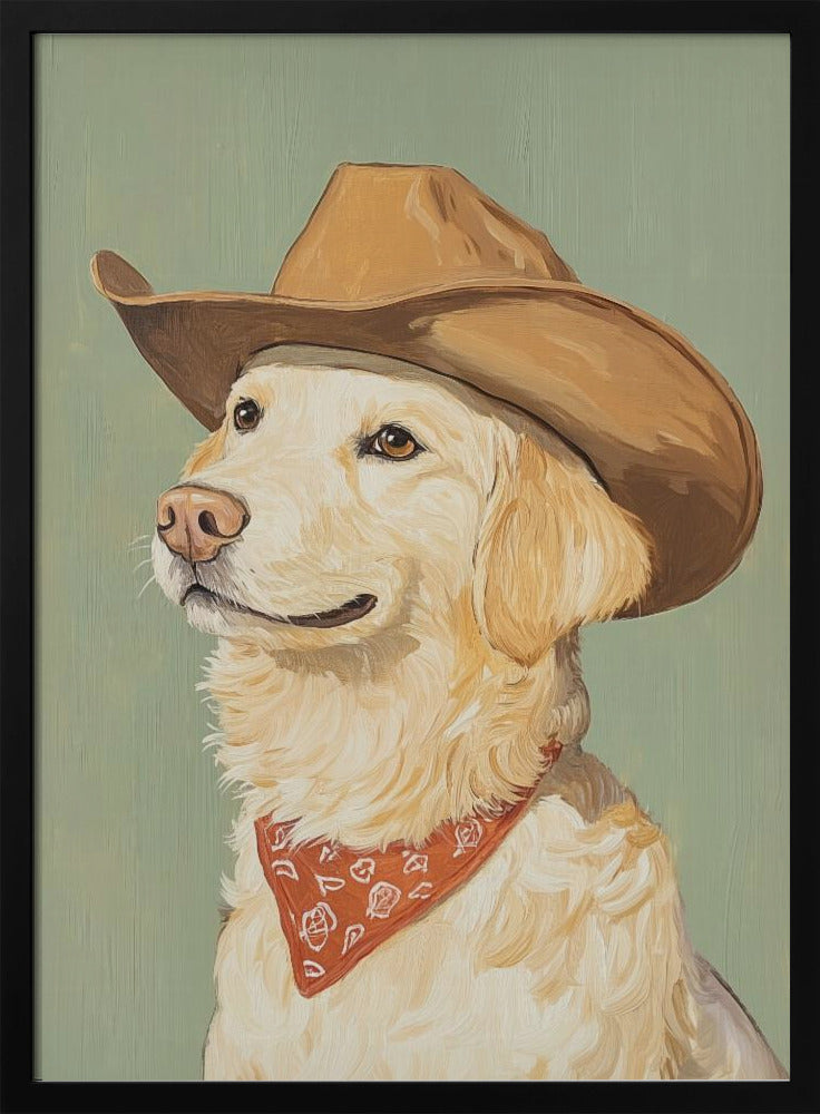 Vaquero Golden Retriever  ·  cuadro de decoración