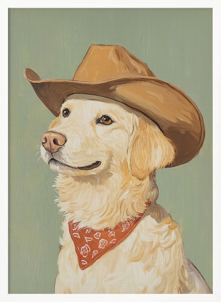 Vaquero Golden Retriever  ·  cuadro de decoración