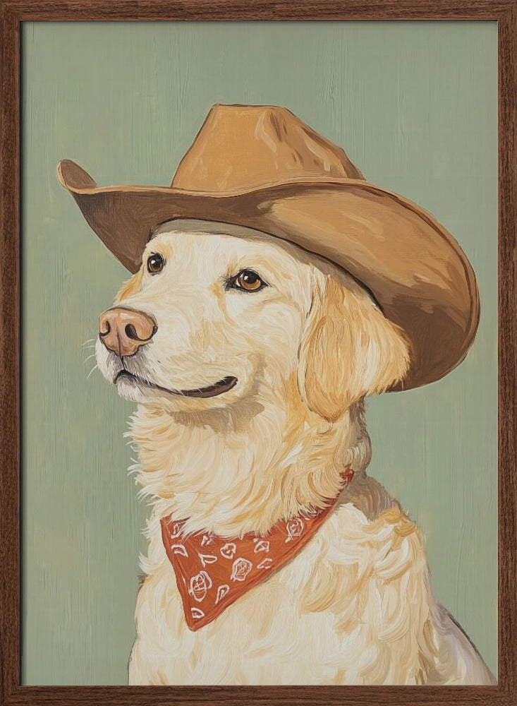 Vaquero Golden Retriever  ·  cuadro de decoración